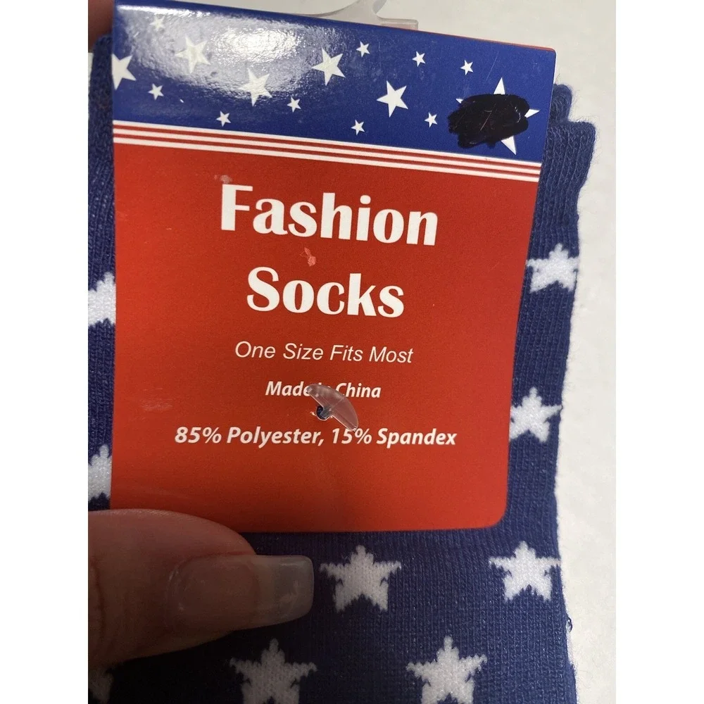 womens fashion crew socks american flag‎ OSFM